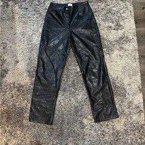 Wilfred Aritizia Black Leather straight leg pant